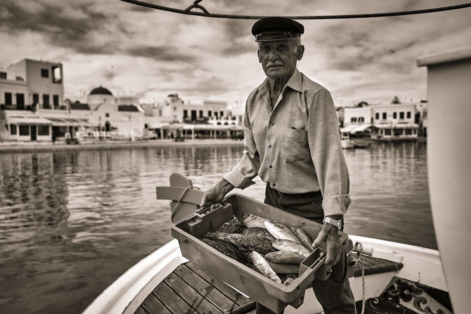 Mykonos fisherman, daily catch